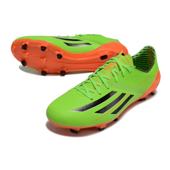 Botas de fútbol Adidas F50 Adizero FG para césped verde y naranja 