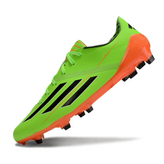 Botas de fútbol Adidas F50 Adizero FG para césped verde y naranja 