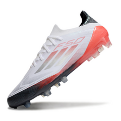 Chuteira Campo Adidas F50 Primeknit Elite FG Branco, Cinza e Laranja