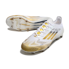 Chuteira Campo Adidas F50 Elite FG Branco e Dourado