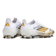 Botas de fútbol blancas y doradas Adidas F50 Elite FG