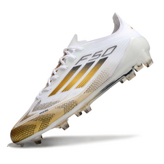 Botas de fútbol blancas y doradas Adidas F50 Elite FG