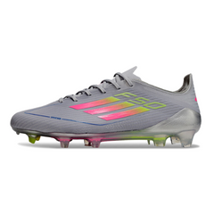 Chuteira Campo Adidas F50 Elite FG Cinza, Rosa e Amarelo