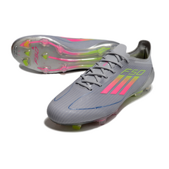 Chuteira Campo Adidas F50 Elite FG Cinza, Rosa e Amarelo