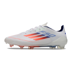 Chuteira Campo Adidas F50 Elite FG Branca, Laranja e Azul