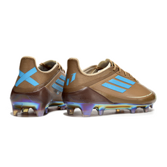 Chuteira Campo Adidas F50 Elite FG Messi, Marrom e Azul Claro