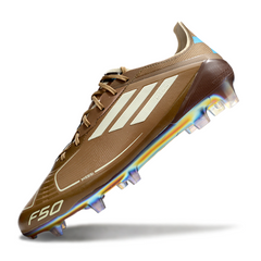 Chuteira Campo Adidas F50 Elite FG Messi, Marrom e Azul Claro