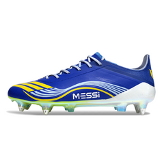 Chuteira Campo Adidas F50 Primeknit Elite SG Trava Mista Messi Azul