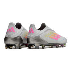 Botas de fútbol Adidas F50 Elite Laceless FG gris, rosa y amarillo