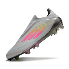 Botas de fútbol Adidas F50 Elite Laceless FG gris, rosa y amarillo