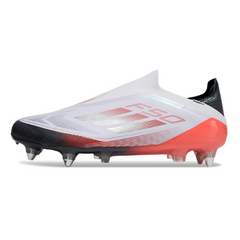 Chuteira Campo Adidas F50 Elite Sem Cadarço SG Ponta de Aluminio Branco ,Cinza e Laranja