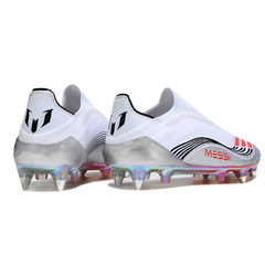 Botas de fútbol Adidas F50 Elite Laceless SG con punta de aluminio, gris, rosa y amarillo