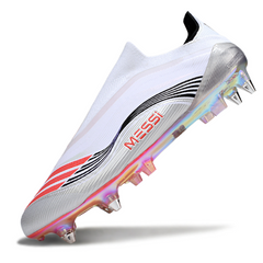 Botas de fútbol Adidas F50 Elite Laceless SG con punta de aluminio, gris, rosa y amarillo