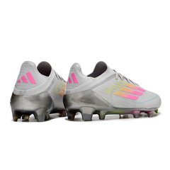 Botas de fútbol Adidas F50 Primeknit Elite FG gris, rosa y amarillo