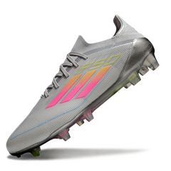 Botas de fútbol Adidas F50 Primeknit Elite FG gris, rosa y amarillo