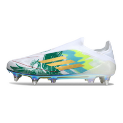 Botas de fútbol Adidas F50 Elite Laceless SG con punta de aluminio, gris, rosa y amarillo