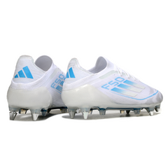 Botas de fútbol Adidas F50 Primeknit Elite SG con punta de aluminio en color blanco, gris y naranja