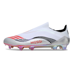 Botas de fútbol Adidas F50 Elite Laceless FG blancas y azules
