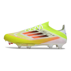 Botas de fútbol Adidas F50+ Elite FG para césped verde, blanco y naranja