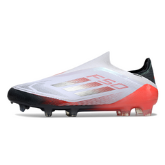 Botas de fútbol Adidas F50 Elite Laceless FG en blanco, naranja y gris