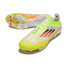 Botas de fútbol Adidas F50+ Elite FG para césped verde, blanco y naranja