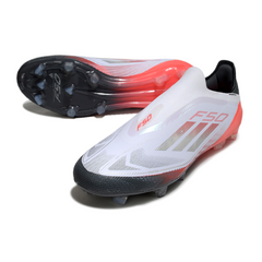 Botas de fútbol Adidas F50 Elite Laceless FG en blanco, naranja y gris