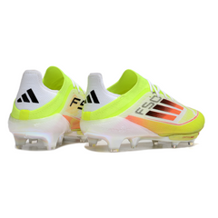 Botas de fútbol Adidas F50+ Elite FG para césped verde, blanco y naranja