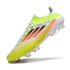 Botas de fútbol Adidas F50+ Elite FG para césped verde, blanco y naranja