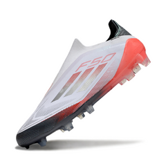 Botas de fútbol Adidas F50 Elite Laceless FG en blanco, naranja y gris