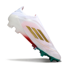 Chuteira Campo FG Adidas F50 Elite Sem Cadarço Branca, Vermelha e Verde