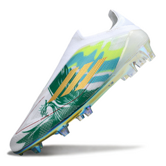 Chuteira Campo Adidas F50 Elite Sem Cadarço FG Branca e Verde