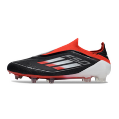 Chuteira Campo Adidas F50 Elite Sem Cadarço FG Preta, Branca e Vermelha