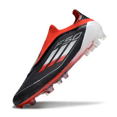 Chuteira Campo Adidas F50 Elite Sem Cadarço FG Preta, Branca e Vermelha