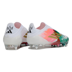 Chuteira Campo Adidas F50 Elite Sem Cadarço SG Trava Mista Branca, Vermelha e Verde