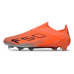 Botas de fútbol Adidas F50 Elite Laceless FG blancas y azules