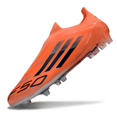 Botas de fútbol Adidas F50 Elite Laceless FG blancas y azules