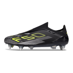 Botas de fútbol Adidas F50 Elite Laceless SG con punta de aluminio, gris, rosa y amarillo