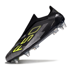 Botas de fútbol Adidas F50 Elite Laceless SG con punta de aluminio, gris, rosa y amarillo