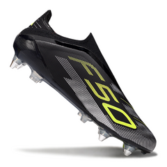 Botas de fútbol Adidas F50 Elite Laceless SG con punta de aluminio, gris, rosa y amarillo