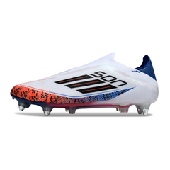 Botas de fútbol Adidas F50 Elite Laceless SG con punta de aluminio, gris, rosa y amarillo