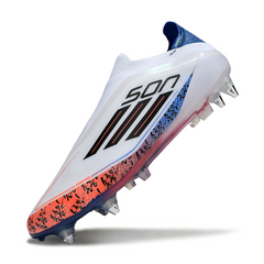 Botas de fútbol Adidas F50 Elite Laceless SG con punta de aluminio, gris, rosa y amarillo