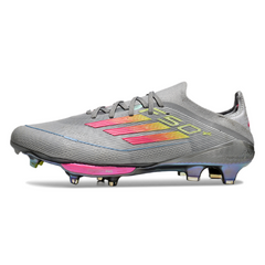 Chuteira Campo Adidas F50+ Elite SG Ponta de Aluminio Cinza, Rosa e Amarelo