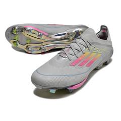 Botas de fútbol con clavos de aluminio Adidas F50+ Elite SG en gris, rosa y amarillo