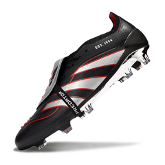 Chuteira Campo Adidas Predator 25 Elite Com Lingua FG Preta, Prata e Vermelha