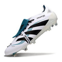 Botas de fútbol adidas Predator 25 Elite FG con lengüeta en color blanco y azul