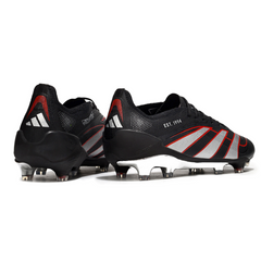 Chuteira Campo Adidas Predator 25 Elite FG Preta, Prata e Vermelho