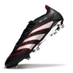 Chuteira Campo Adidas Predator 25 Elite FG Preta, Prata e Vermelho