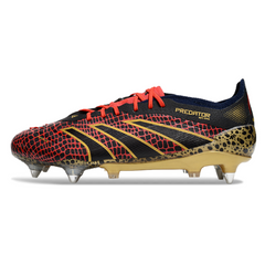 Chuteira Campo Adidas Predator 25 Elite SG Trava Mista Preto, Vermelho e Amarelo