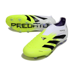 Chuteira Campo Adidas Predator 25 Elite Sem Cadarço FG Branca e Verde Claro