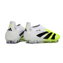 Chuteira Campo Adidas Predator 25 Elite Sem Cadarço FG Branca e Verde Claro